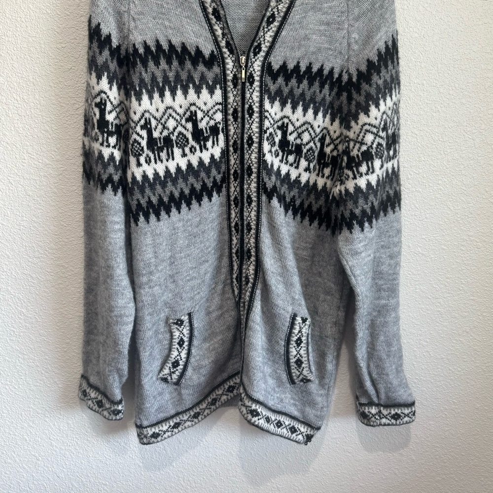 Alpaca Connection Knit Sweater Hoodie Jacket‎ Women's Medium Aztec Southwestern - Picture 6 of 9